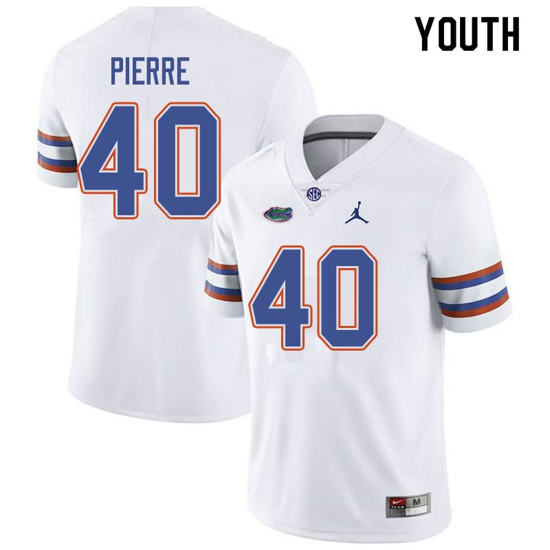 Youth NCAA Florida Gators Jesiah Pierre #40 Stitched Authentic Jordan Brand White College Football Jersey RBI7565FG